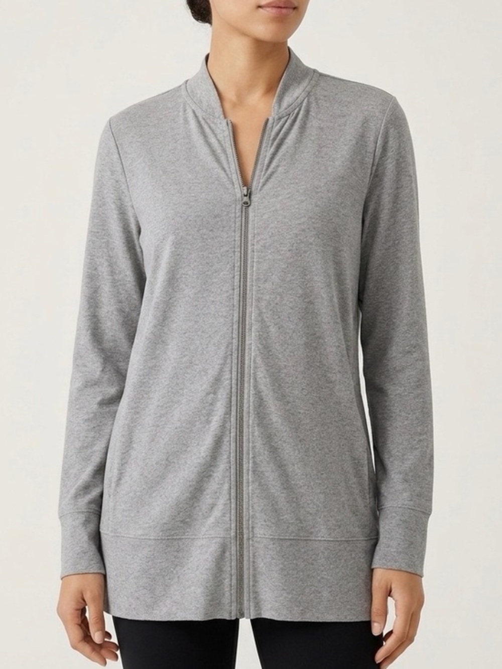 EILEEN FISHER Heathered Organic Cotton Stretch Flight Jacket Moon Grey S
